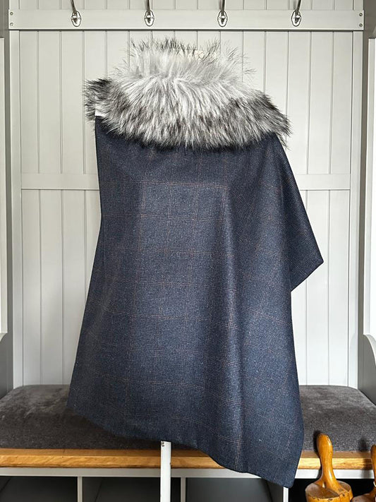 Navy Blue Tweed Cape