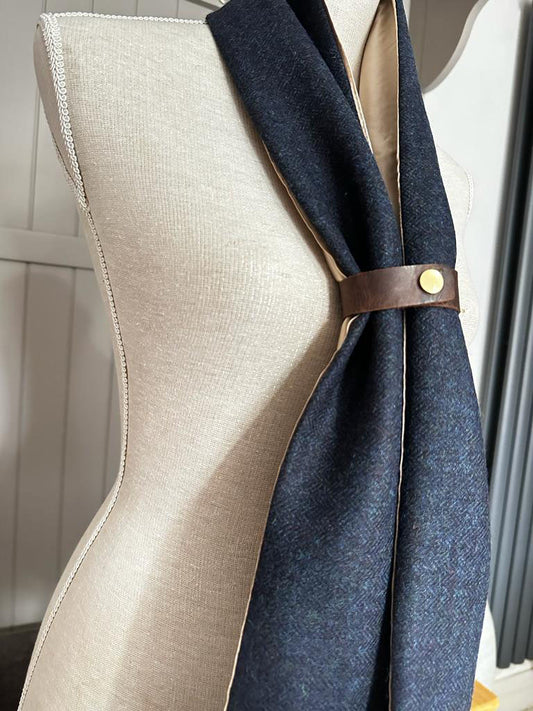 Navy Blue tweed Scarf