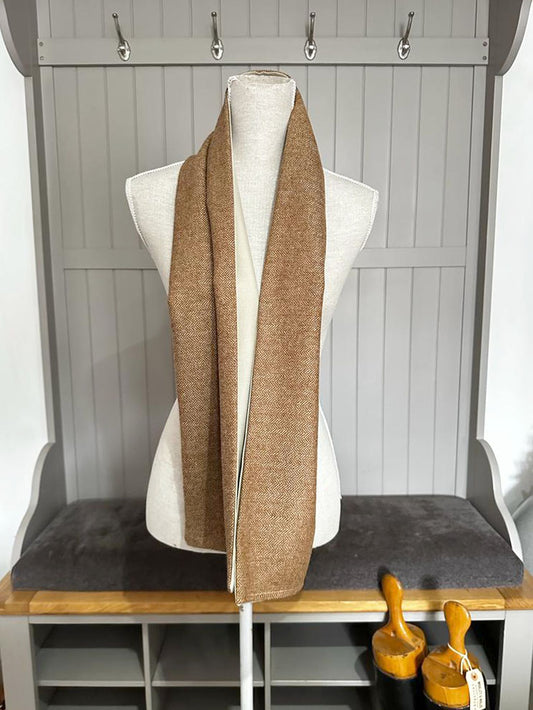 Tan Herringbone Tweed Scarf