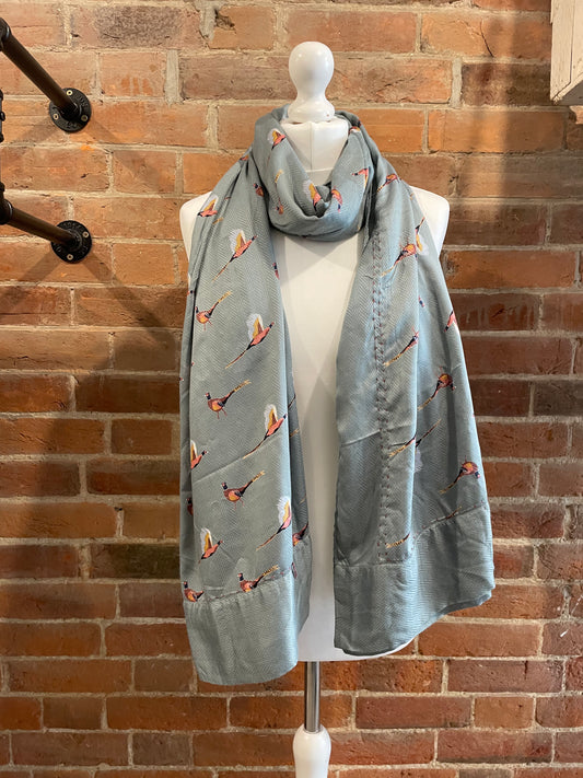 Teal pheasant scarf large